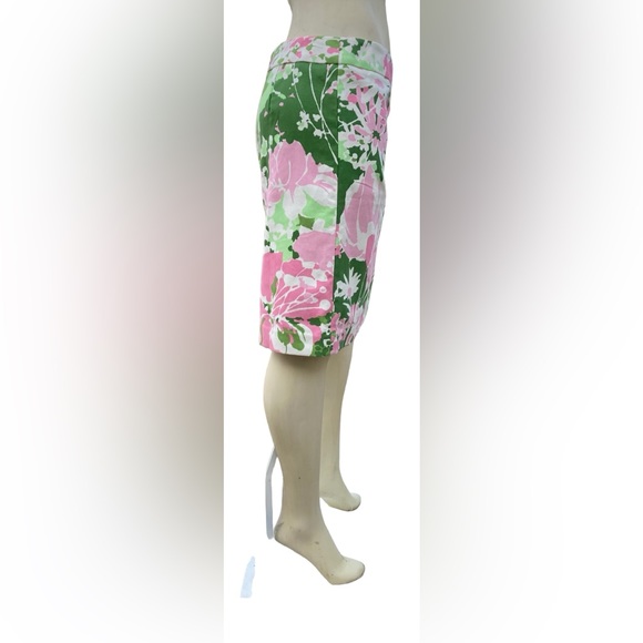 TALBOTS Multicolor Pink, Green & White Floral Canvas A-Line Midi Length Skirt, 8 - Picture 5 of 16